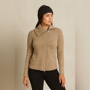 Kuhl Tan Wool Zip Sweater Merino Wool Jacket Cozy Outdoor Fall Size Small